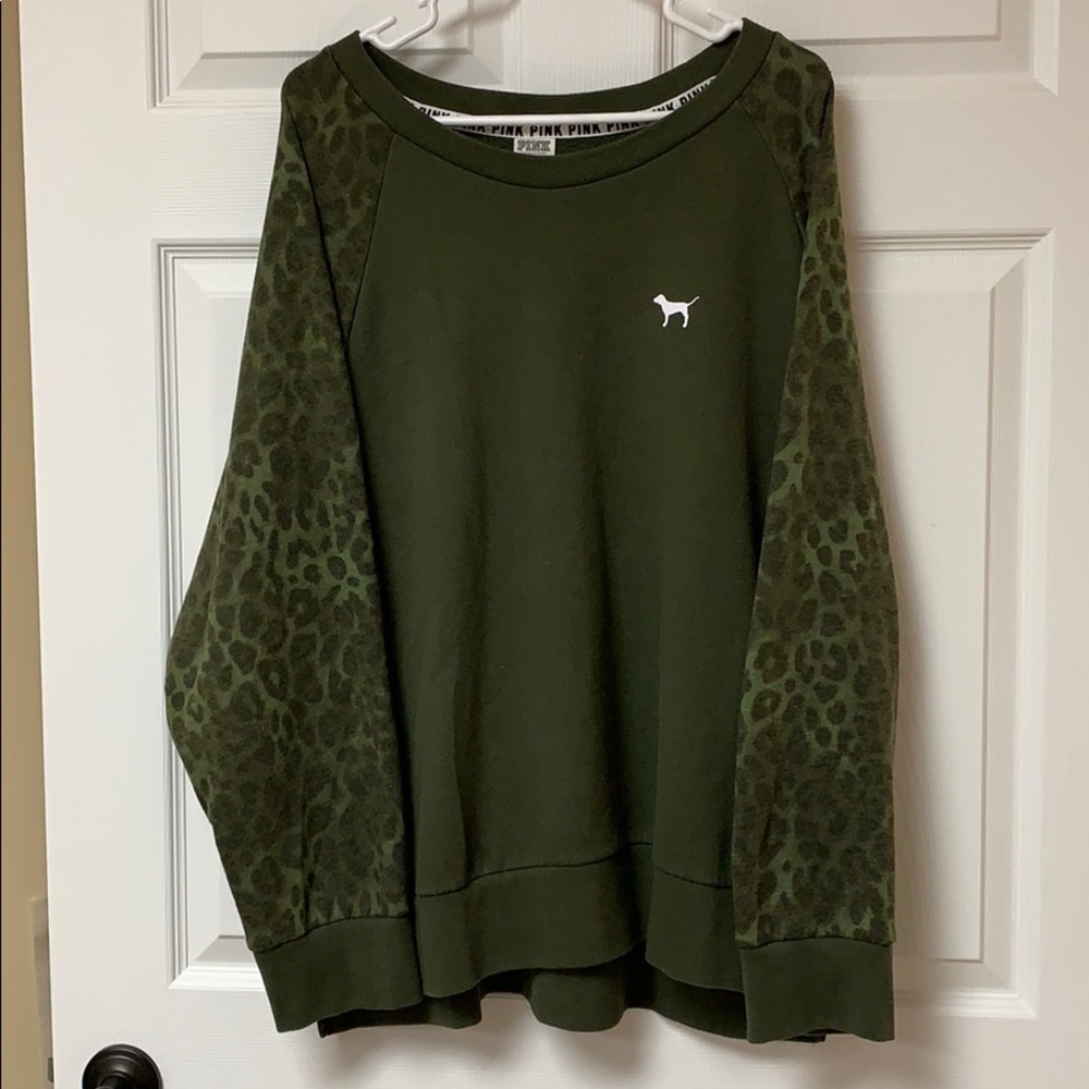 PINK Brand leopard print sleeve sweatshirt!